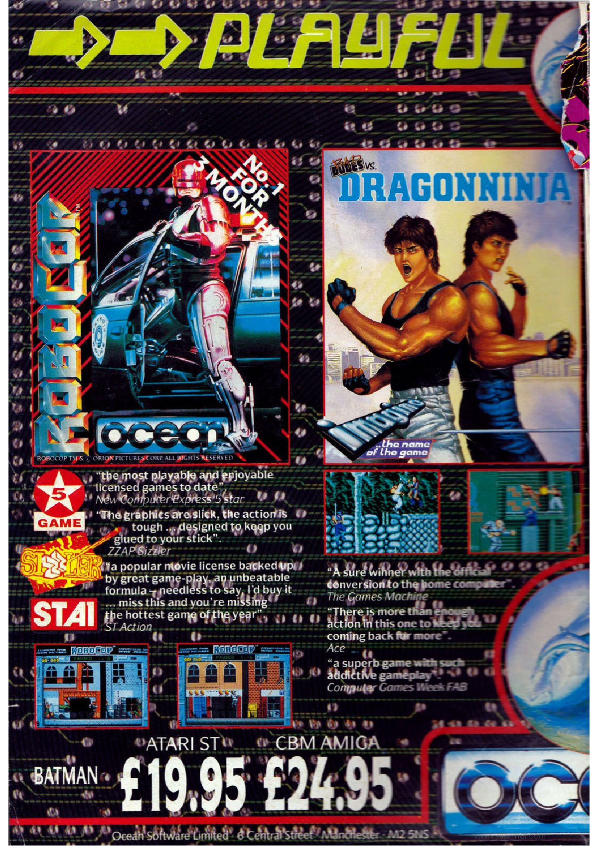 Playful Intelligence - Robocop / Dragon Ninja / Batman / Voyager · page 1/2 · 1989
