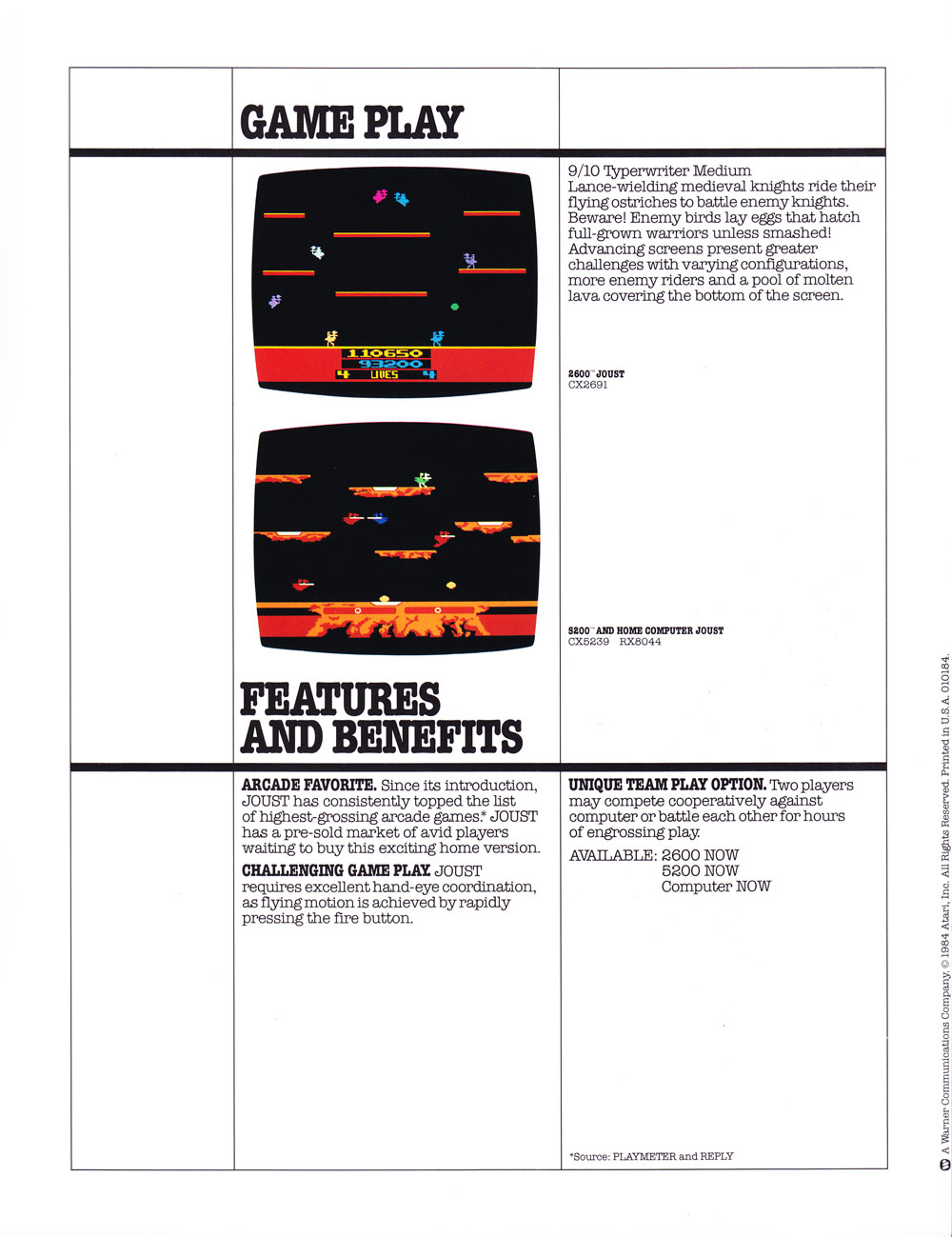 Joust · page 2/2 · 1984