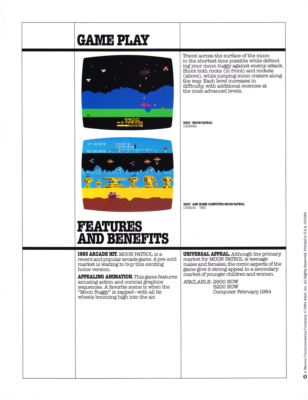 Moon Patrol · page 2/2 · 1984