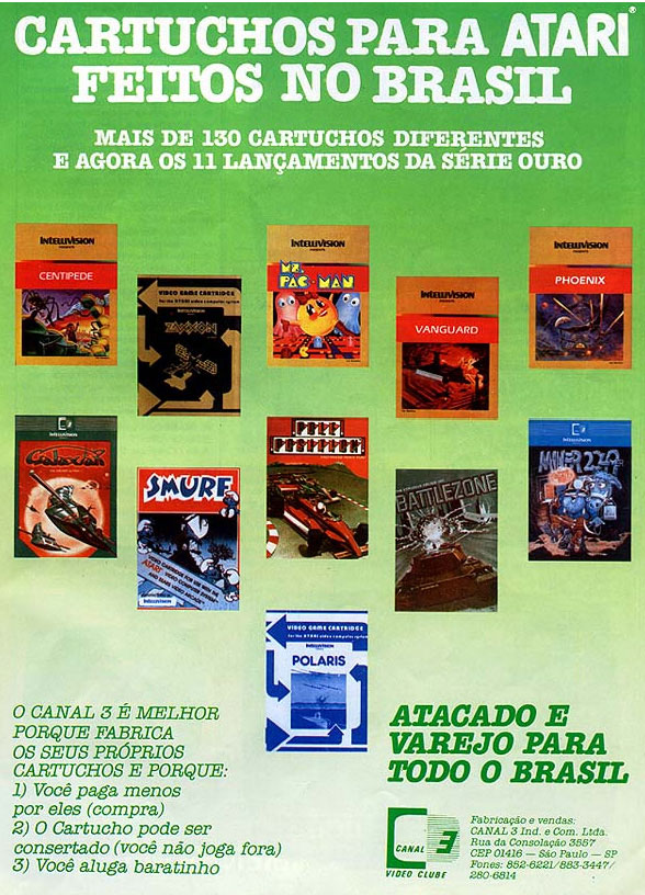 Cartuchos para Atari Feitos no Brasil.