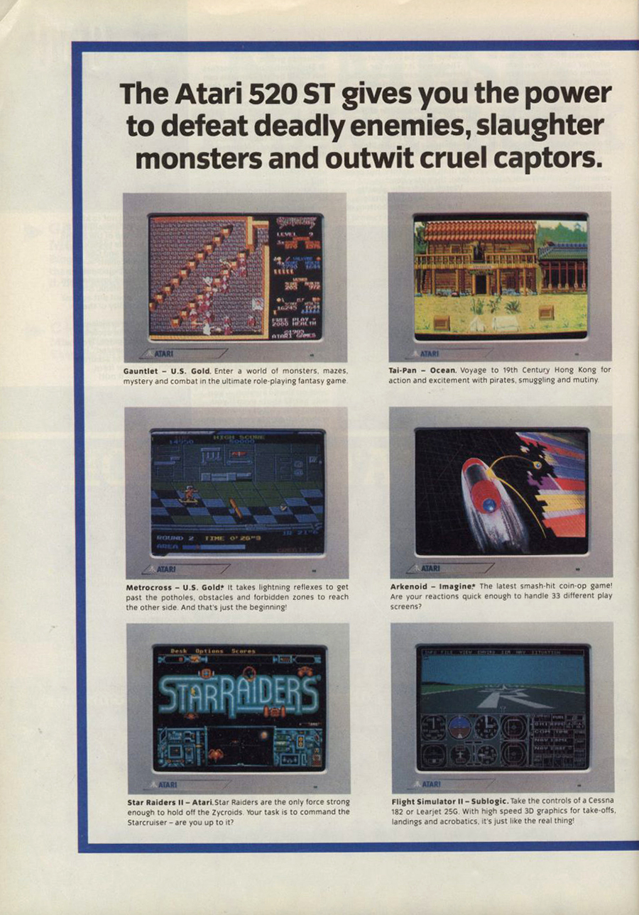 Atari 520ST Gives You The Power to Defeat Deadly Enemies · page 1/2 · 1987