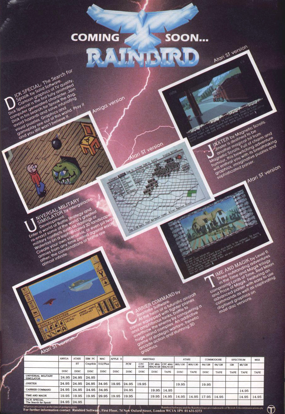 Dick Special - The Search for Spook / UMS / Carrier Command / Jinxter / Time and Magik · 1987