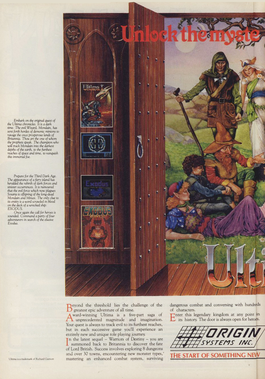 Unlock the Mystery and Intrigue of Ultima · page 1/2 · 1988