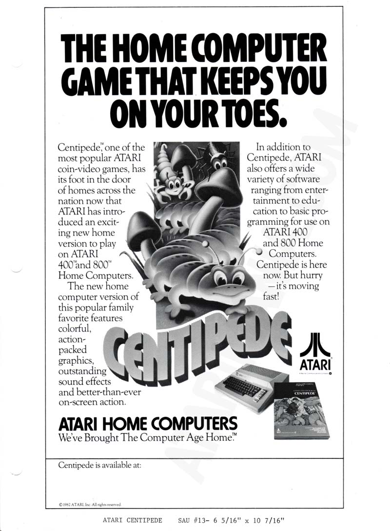 Dealer Ad Template - Centipede · 1982