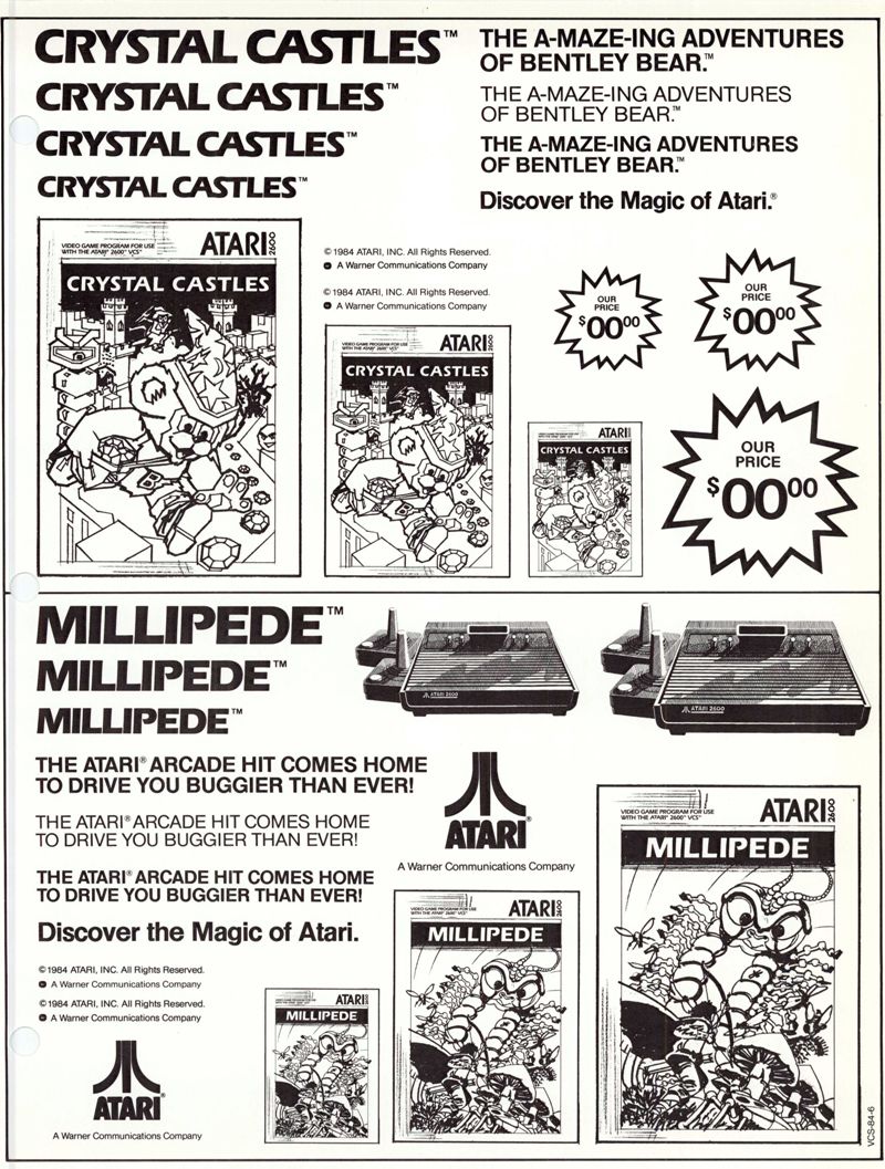 Dealer Ad Template - Crystal Castles / Millipede · 1984