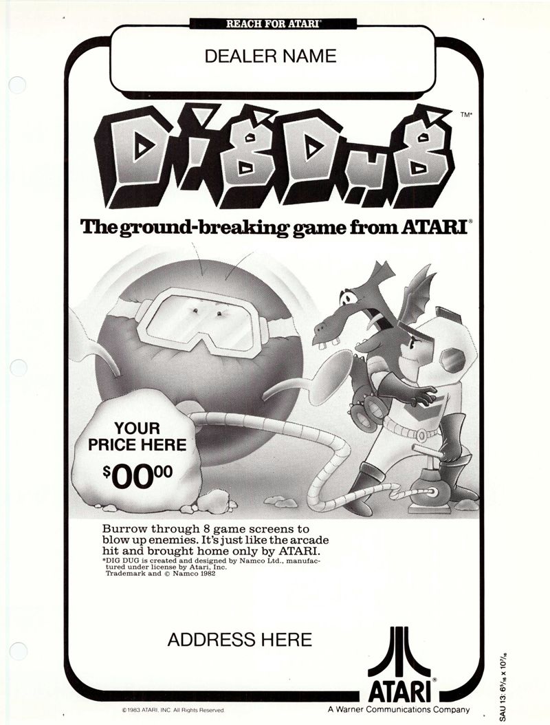 Dealer Ad Template - Dig Dug · 1983