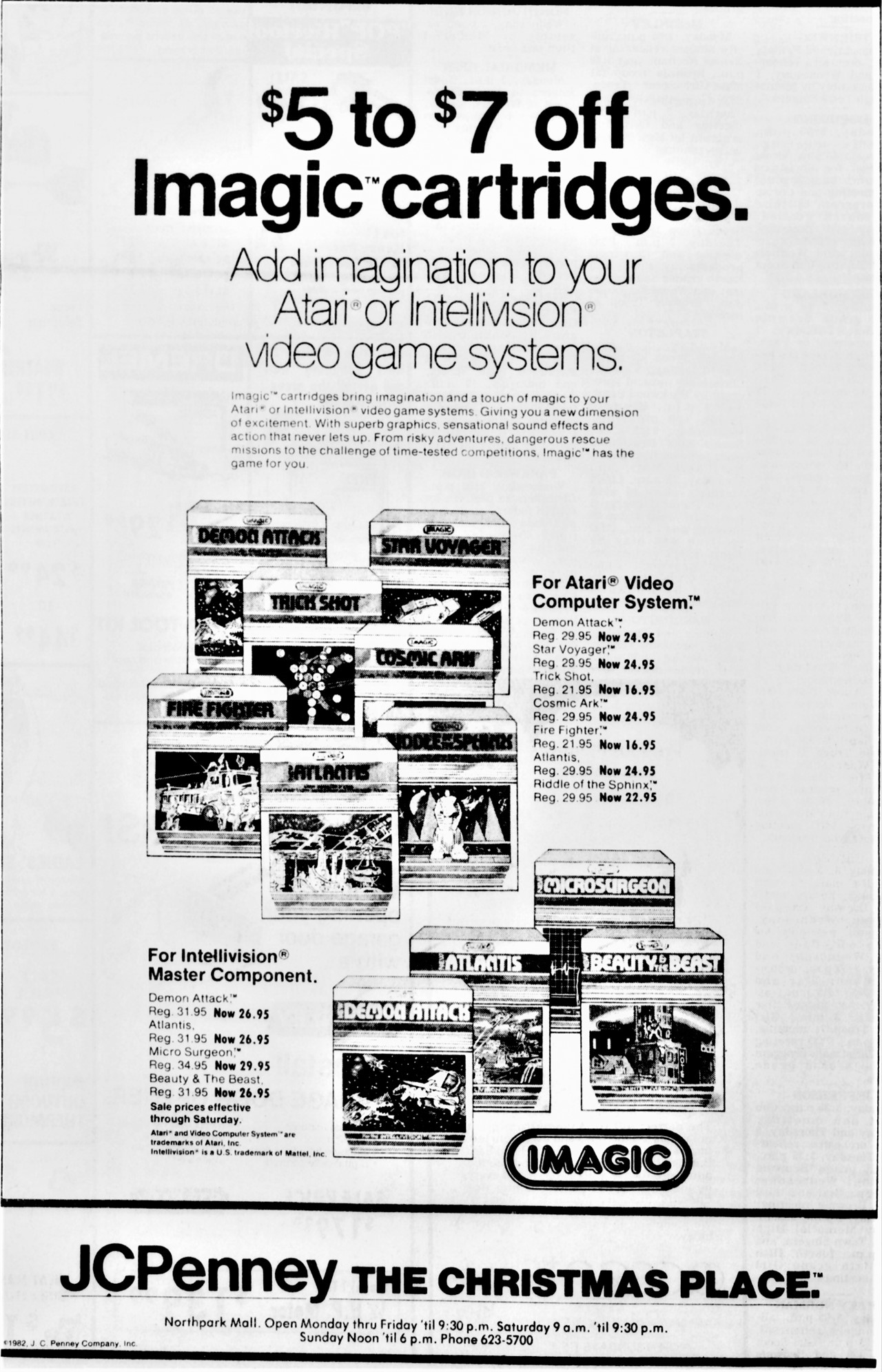 $5 to &7 Off Imagic Cartridges. · 1982