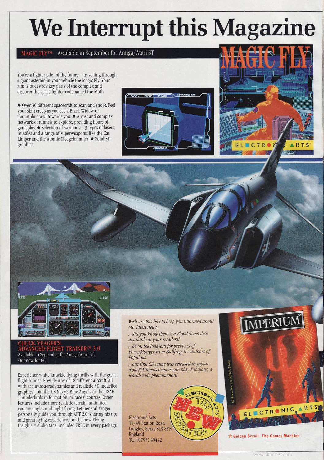 Magic Fly / Chuck Yeager's Advanced Flight Trainer 2.0 / Imperium / Flood / Projectyle · page 1/2 · 1990