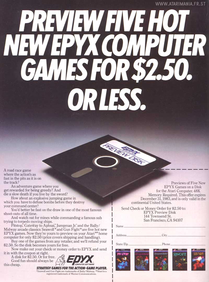 Preview five hot new Epyx computer games for $2.50 · 1983
