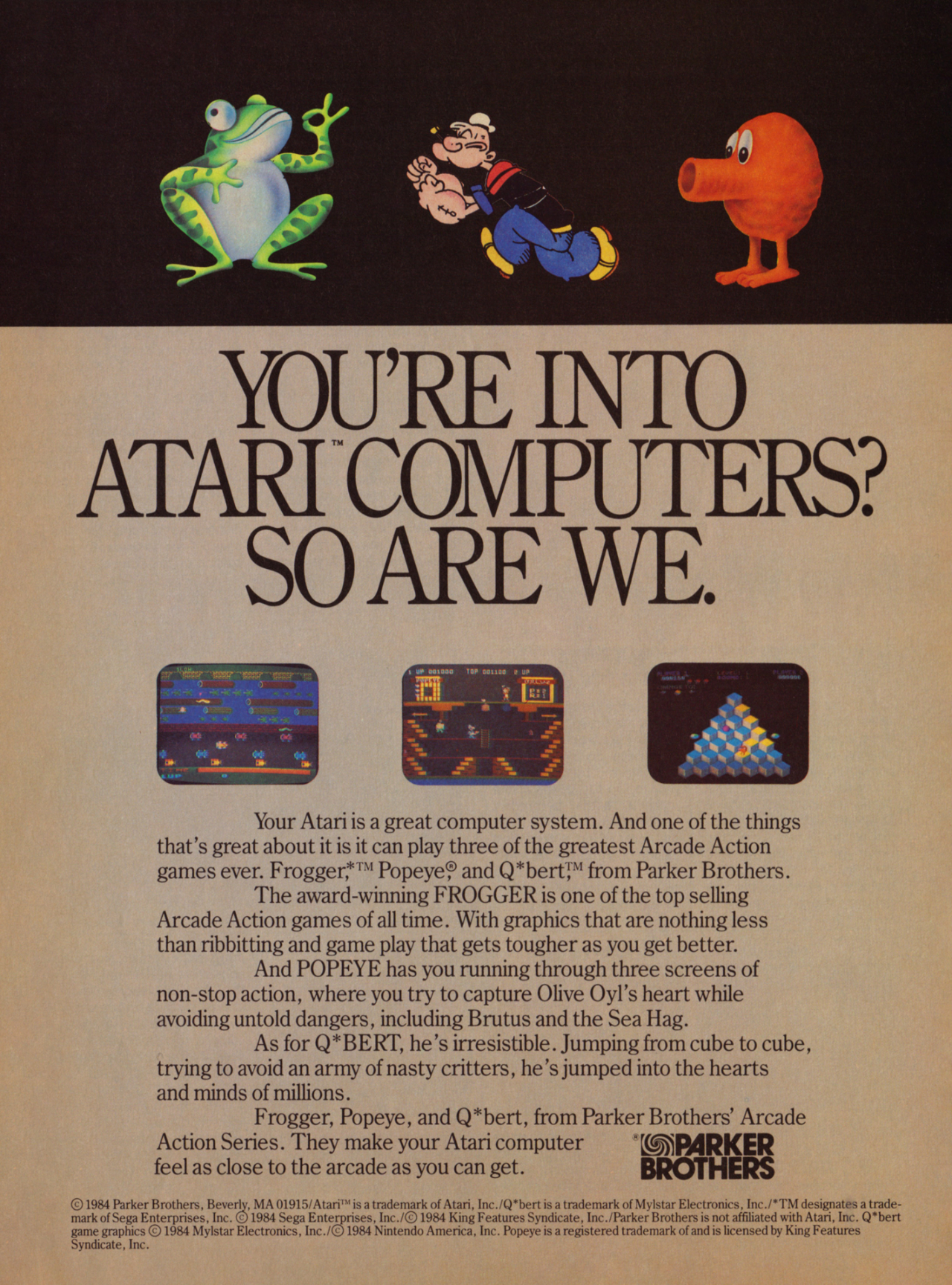 Frogger / Popeye / Q*bert · 1984