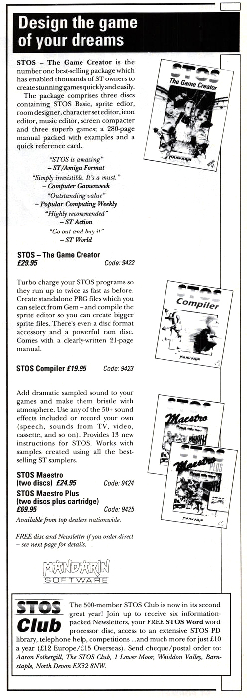 STOS The Game Creator / Compiler / Maestro · 1990