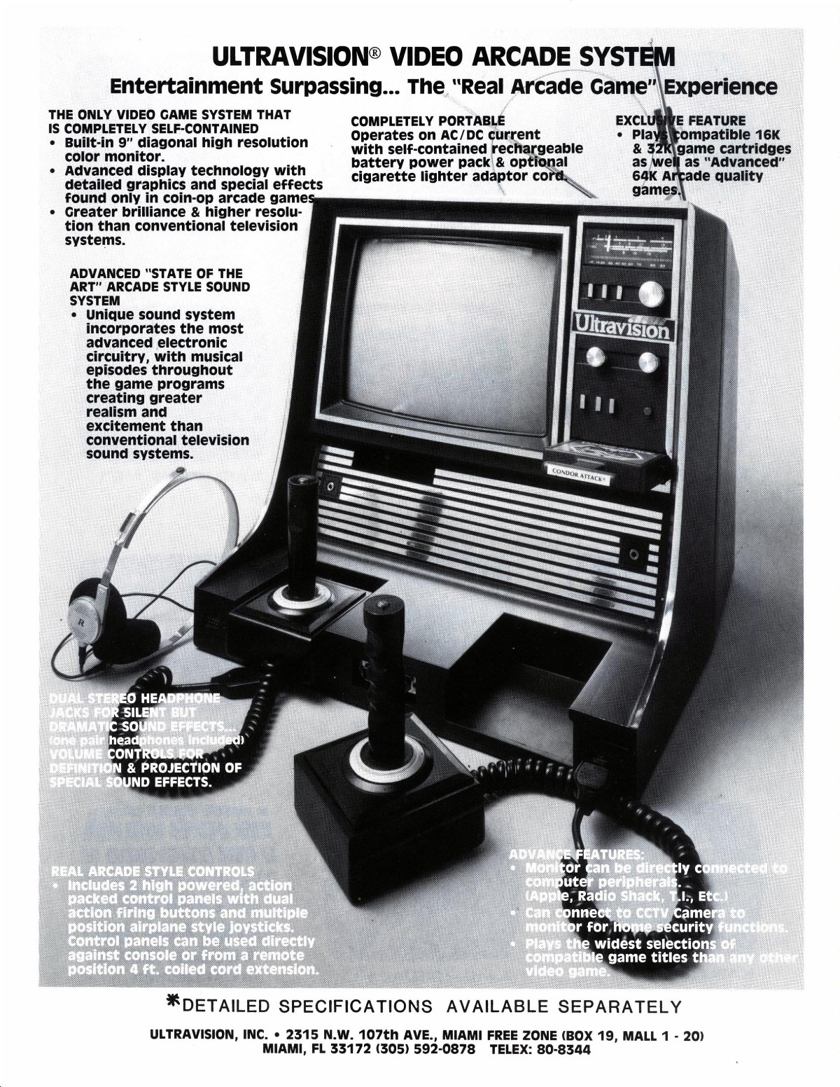 Ultravision Video Arcade System · page 1/2 · 1983