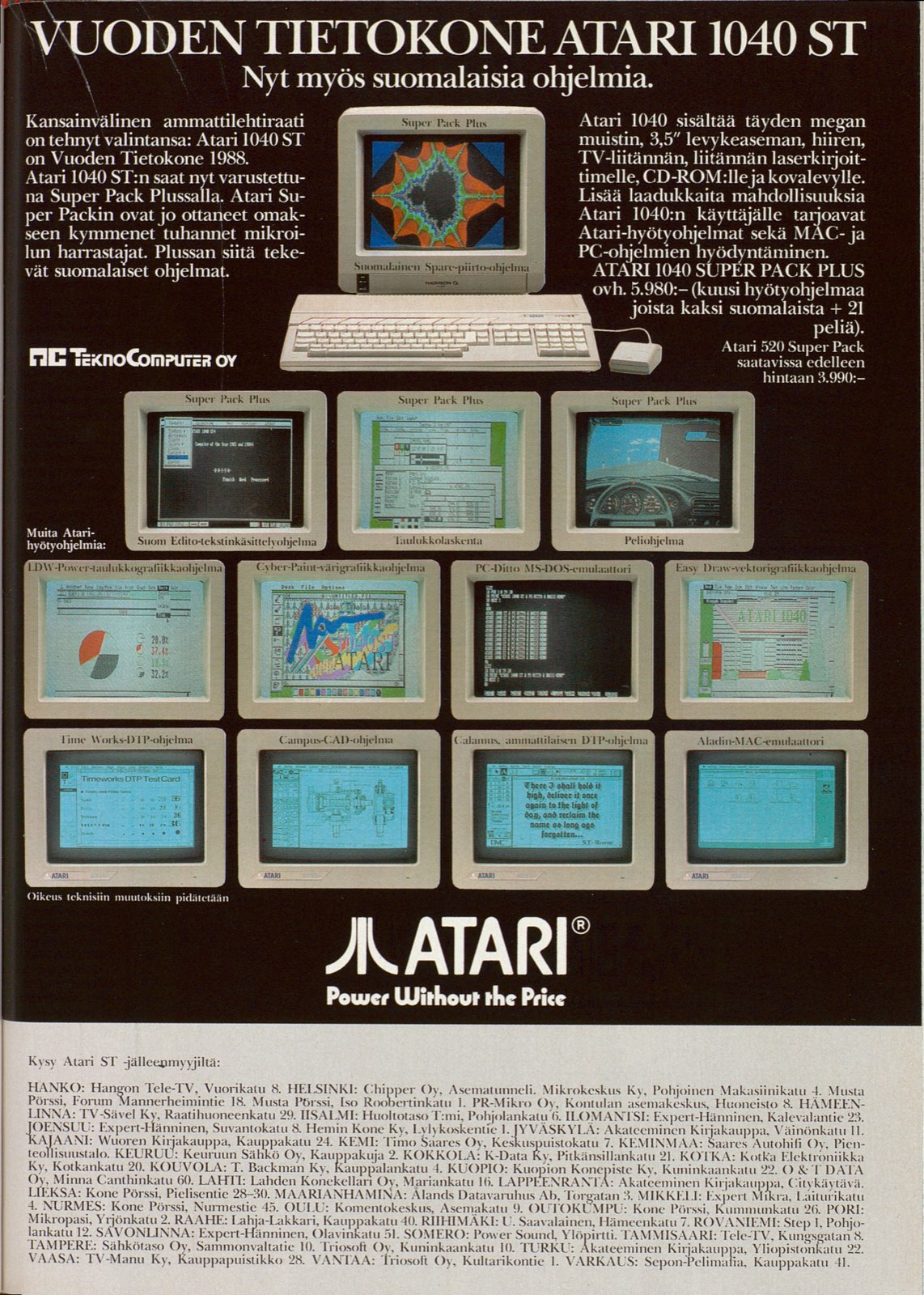 Vuoden Tietokone Atari 1040ST · 1989