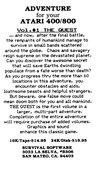 Quest (The) Atari ad