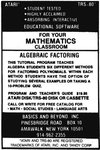 Algebraic Factoring Atari ad