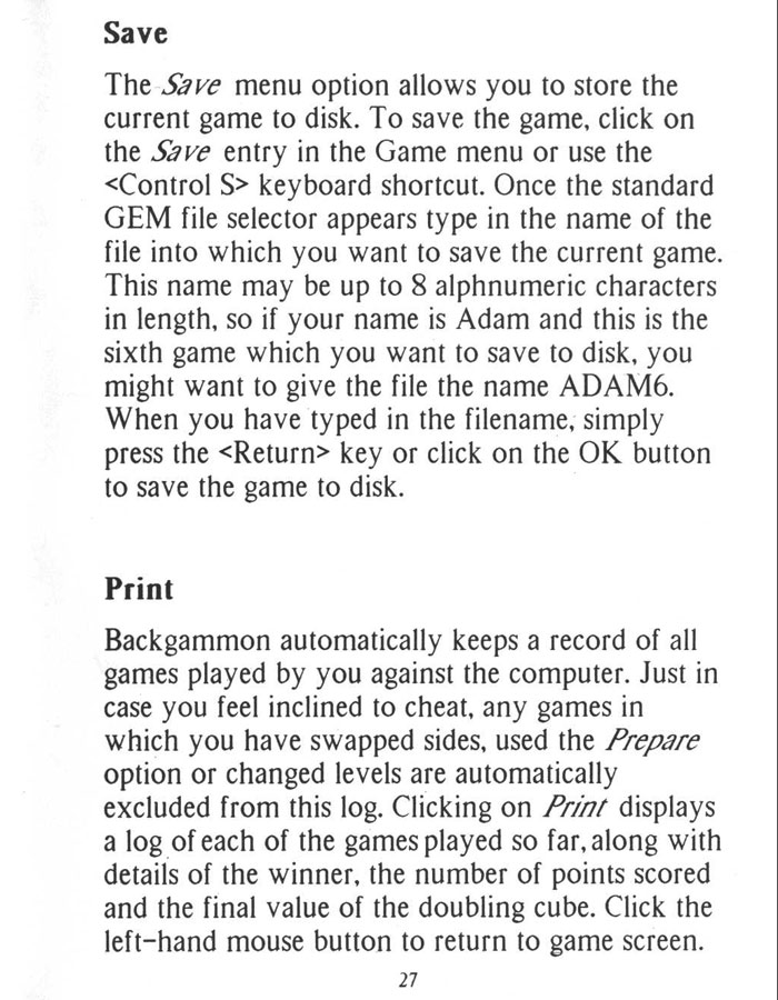 Atari ST Backgammon : scans, dump, download, screenshots, ads, videos ...
