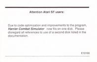 Harrier Combat Simulator Atari instructions