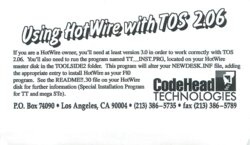 Using HotWire with TOS 2.06