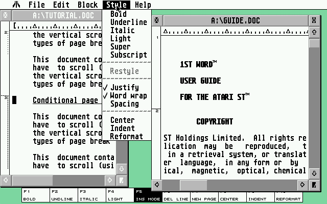 1ST Word atari screenshot