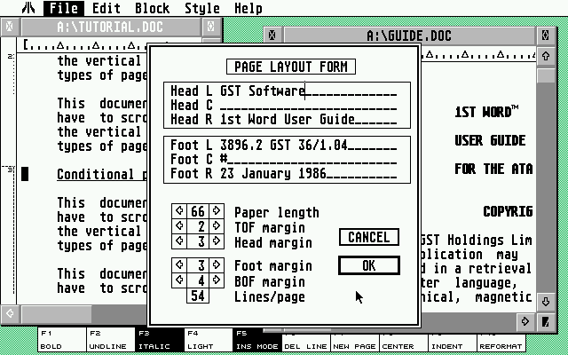 1ST Word atari screenshot