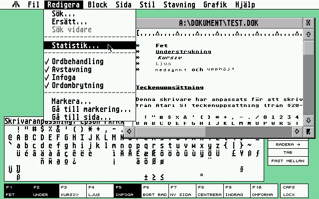 1ST Word Plus atari screenshot