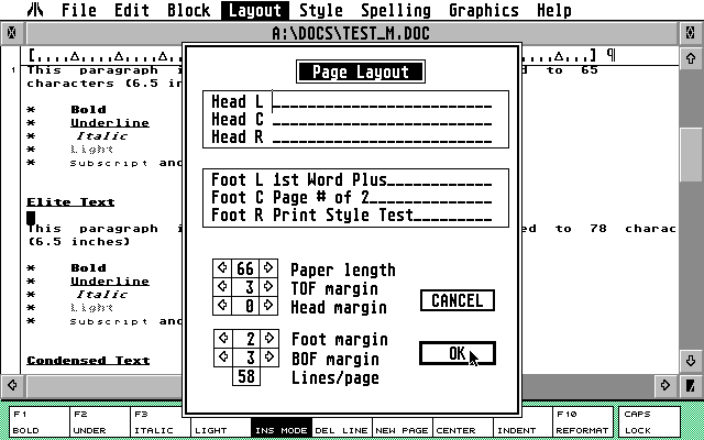 1ST Word Plus atari screenshot
