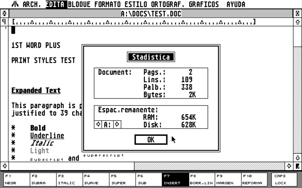 1ST Word Plus atari screenshot