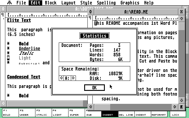 1ST Word Plus atari screenshot