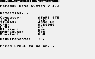 20 Years STE Megademo atari screenshot