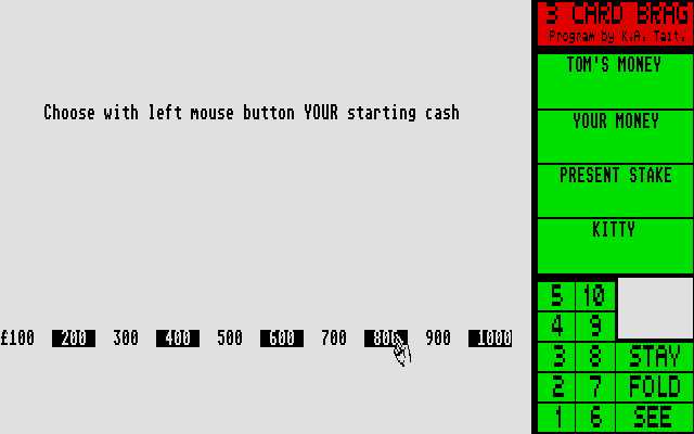 3 Card Brag atari screenshot