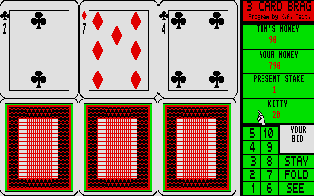 3 Card Brag atari screenshot