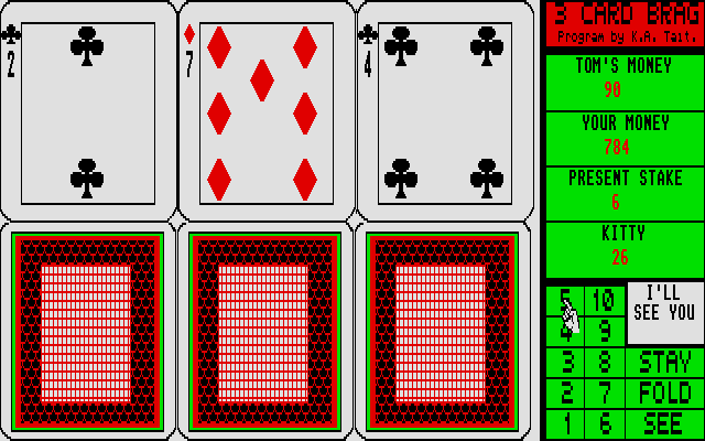 3 Card Brag atari screenshot