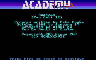 Academy - Tau Ceti II atari screenshot