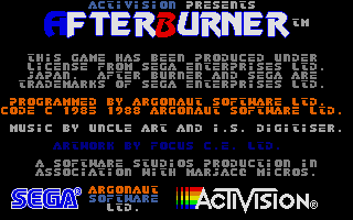 After Burner atari screenshot