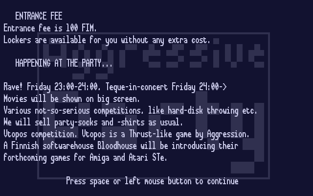 Aggressive Party Info atari screenshot