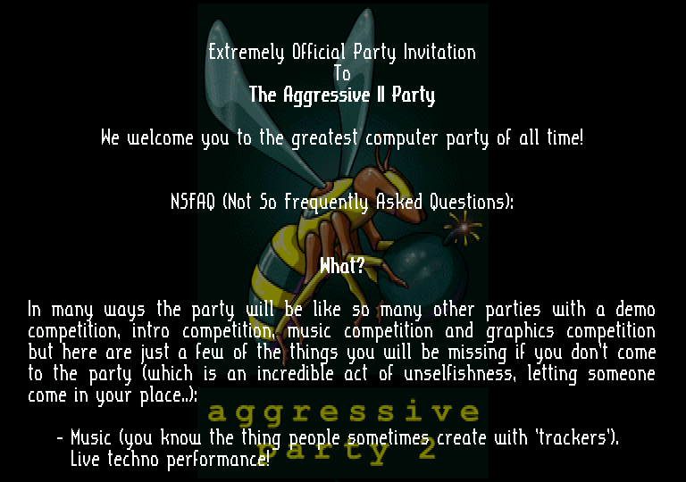 Aggressive Party II Invitation [Falcon030] atari screenshot