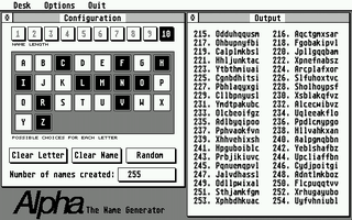 Alpha: The Name Generator atari screenshot
