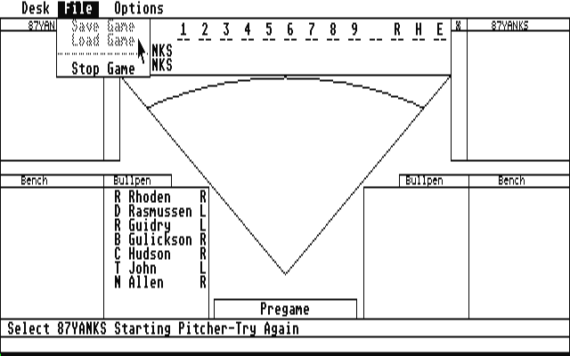American Pastime Baseball Simulator atari screenshot