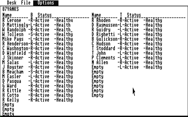 American Pastime Baseball Simulator atari screenshot