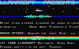 Andes Attack atari screenshot