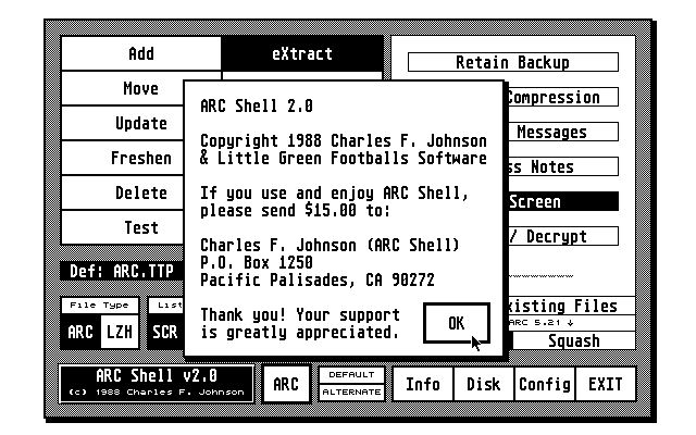 ARC Shell atari screenshot