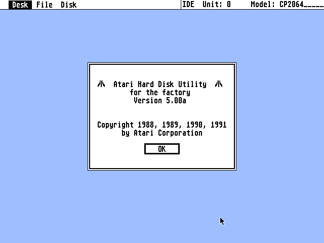 Atari Hard Disk Driver (AHDI) atari screenshot