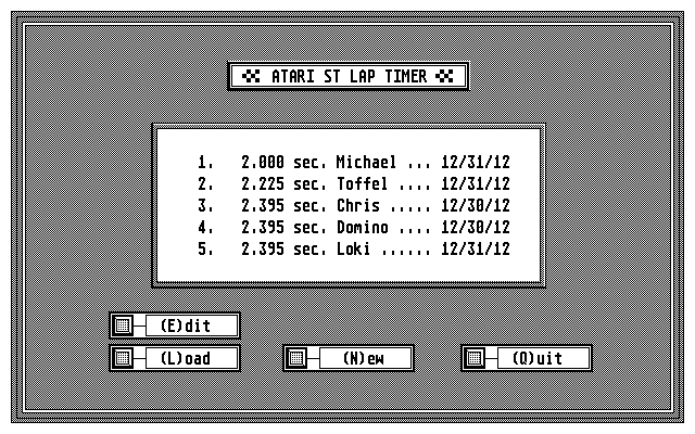 Atari ST Lap Timer — screenshot 1