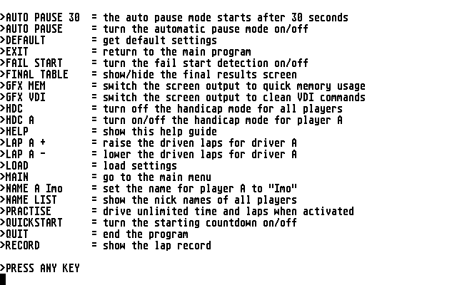 Atari ST Lap Timer atari screenshot