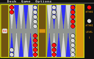 Backgammon atari screenshot