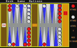 Backgammon atari screenshot