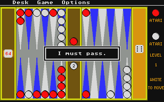 Backgammon atari screenshot