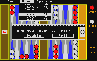 Backgammon atari screenshot