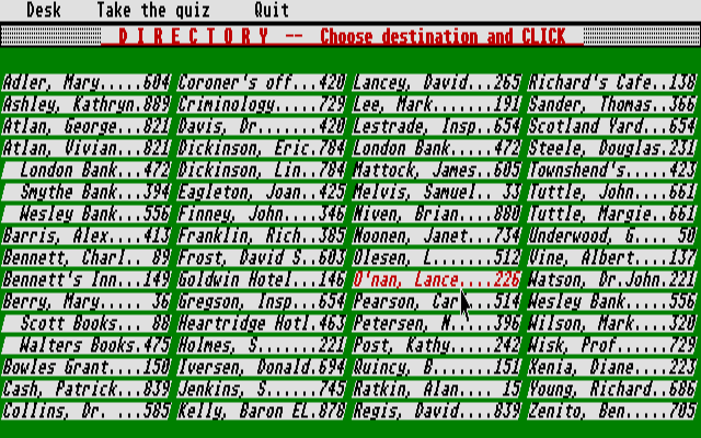 Baker Street Detective - Cases 1 & 2 atari screenshot