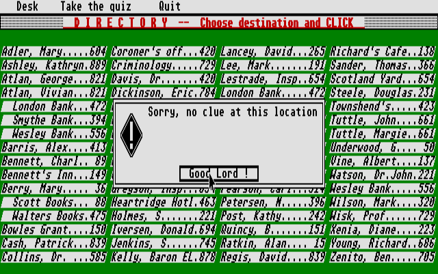 Baker Street Detective - Cases 1 & 2 atari screenshot